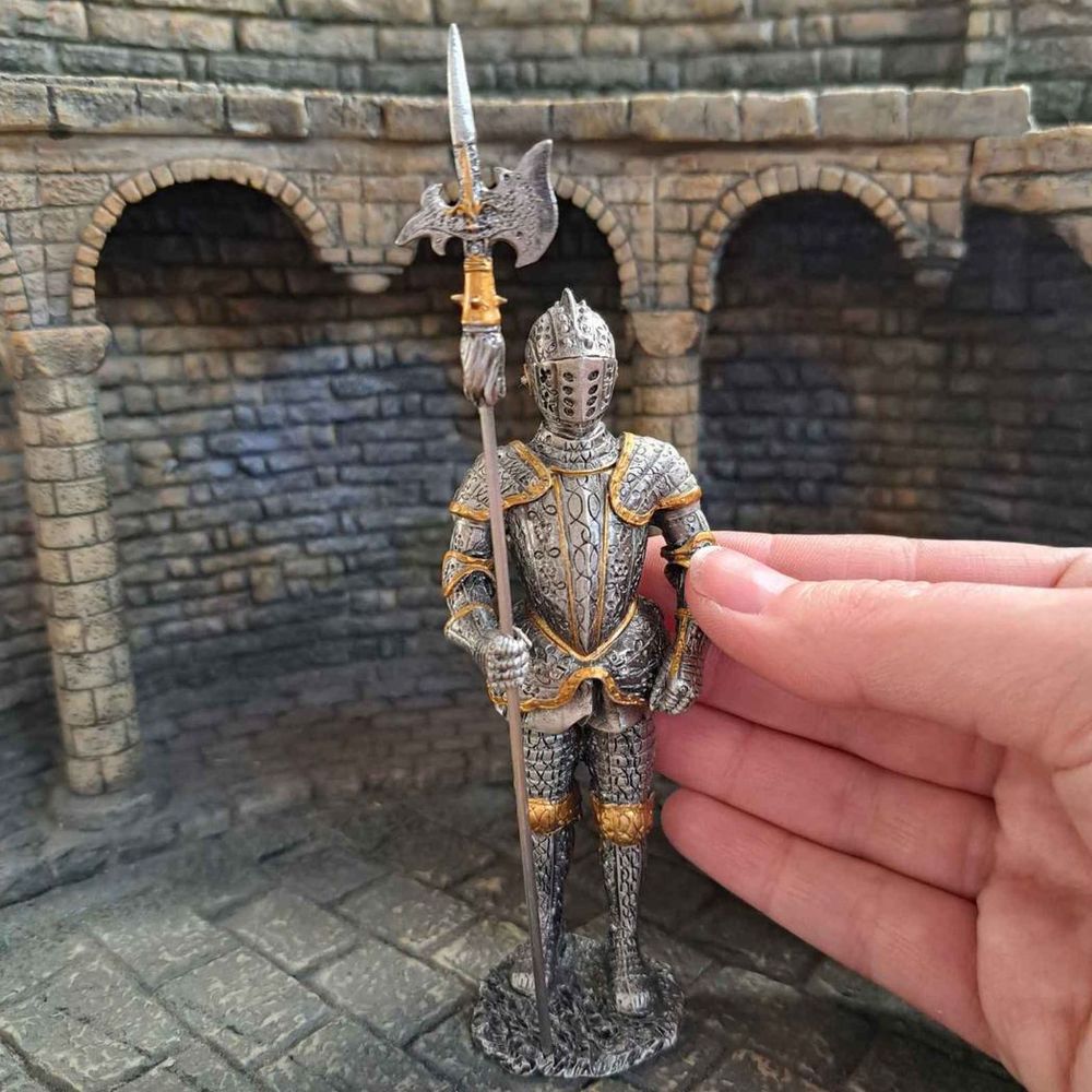 Knight With Halberd - 16th Century 14cm height Solid Metal Sculpture Figure