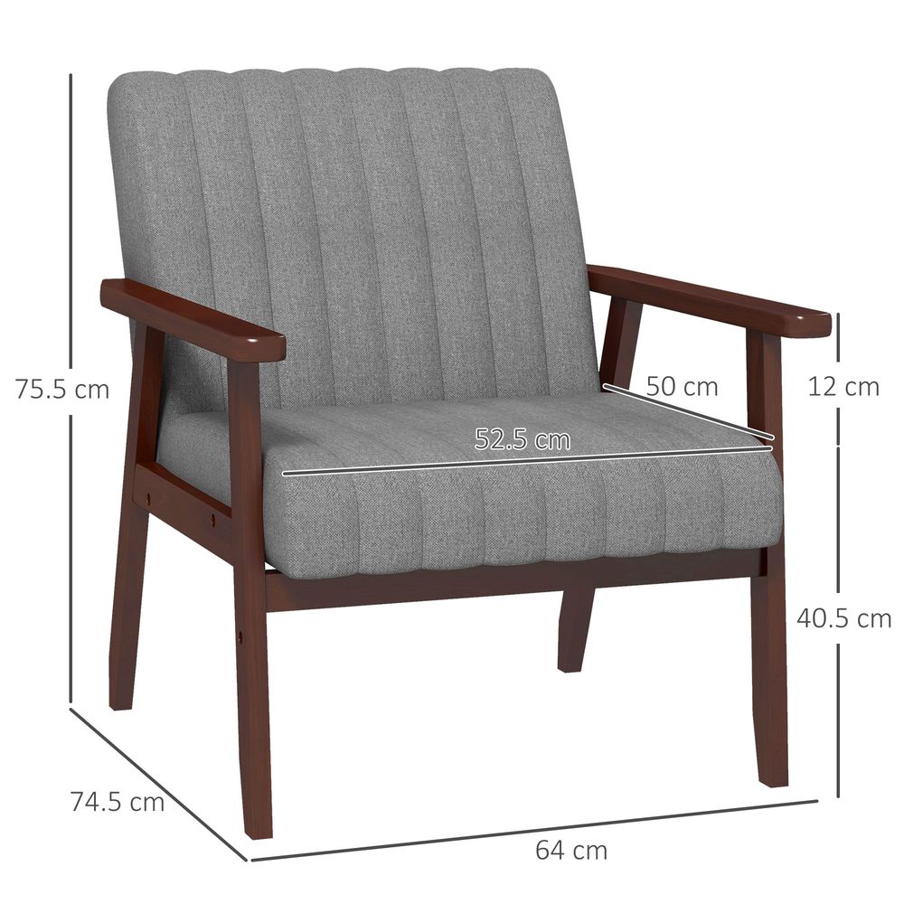 HOMCOM Set of 2 Grey Modern Accent Chairs for Bedroom & Living Room