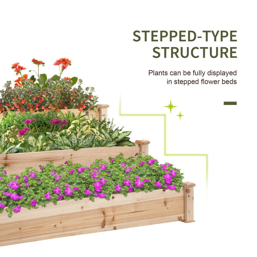 Premium Wooden 3-Tier Raised Bed Planter Kit | 124x124x56cm