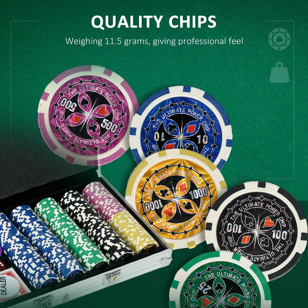 Poker Chip Set - 500-Piece with Mat, Case & Cards - Professional-Feel, Portable & Organized - Perfect for Casino Nights & Game Parties