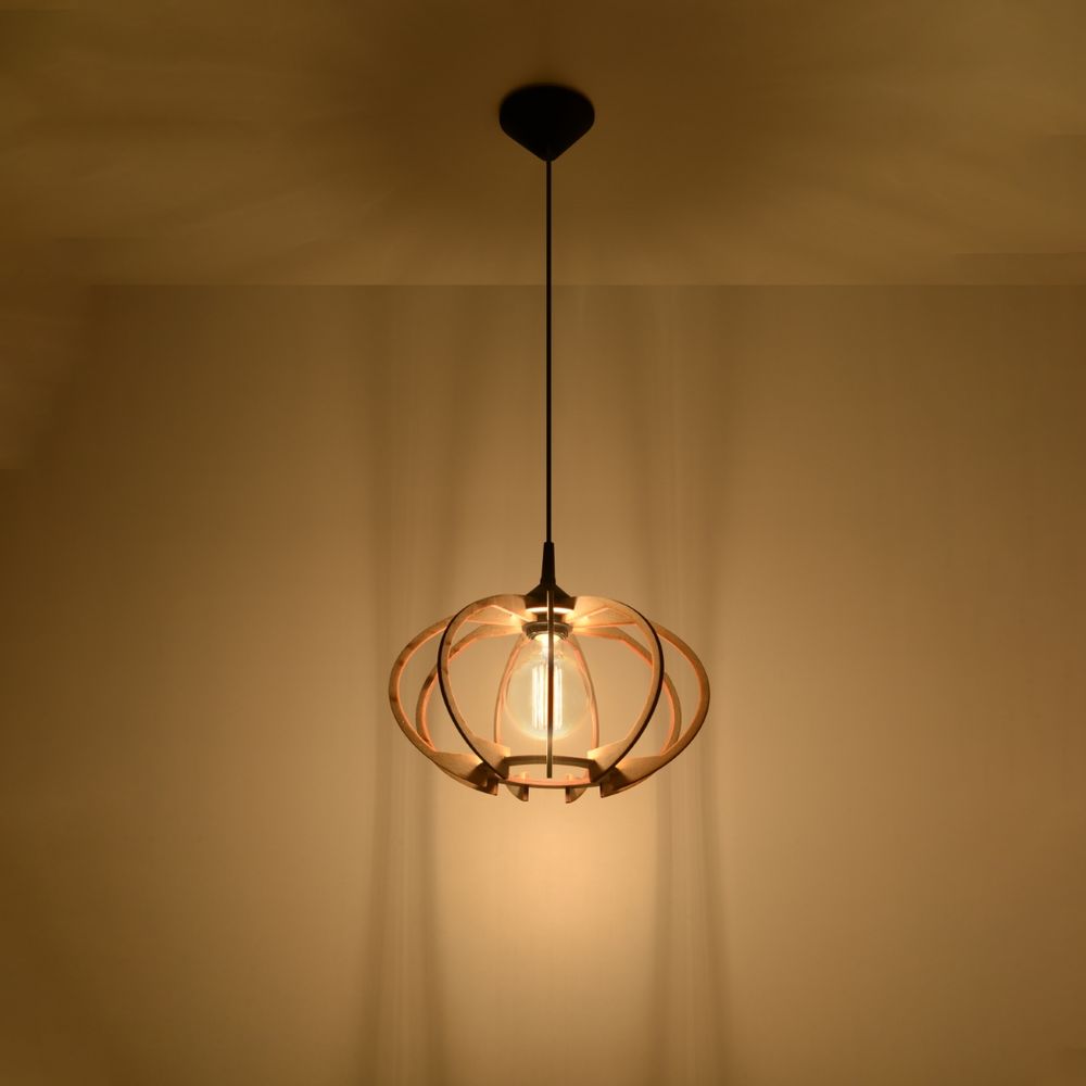 Scandinavian Design Wood Pendant Lamp - Mandelino E27
