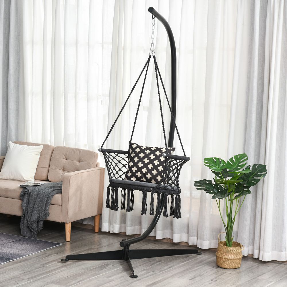 Premium Cotton Rope Swing Hammock Chair - Dark Grey