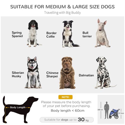 PawHut Foldable Pet Stroller with Cushion, for M, L Dogs - Blue