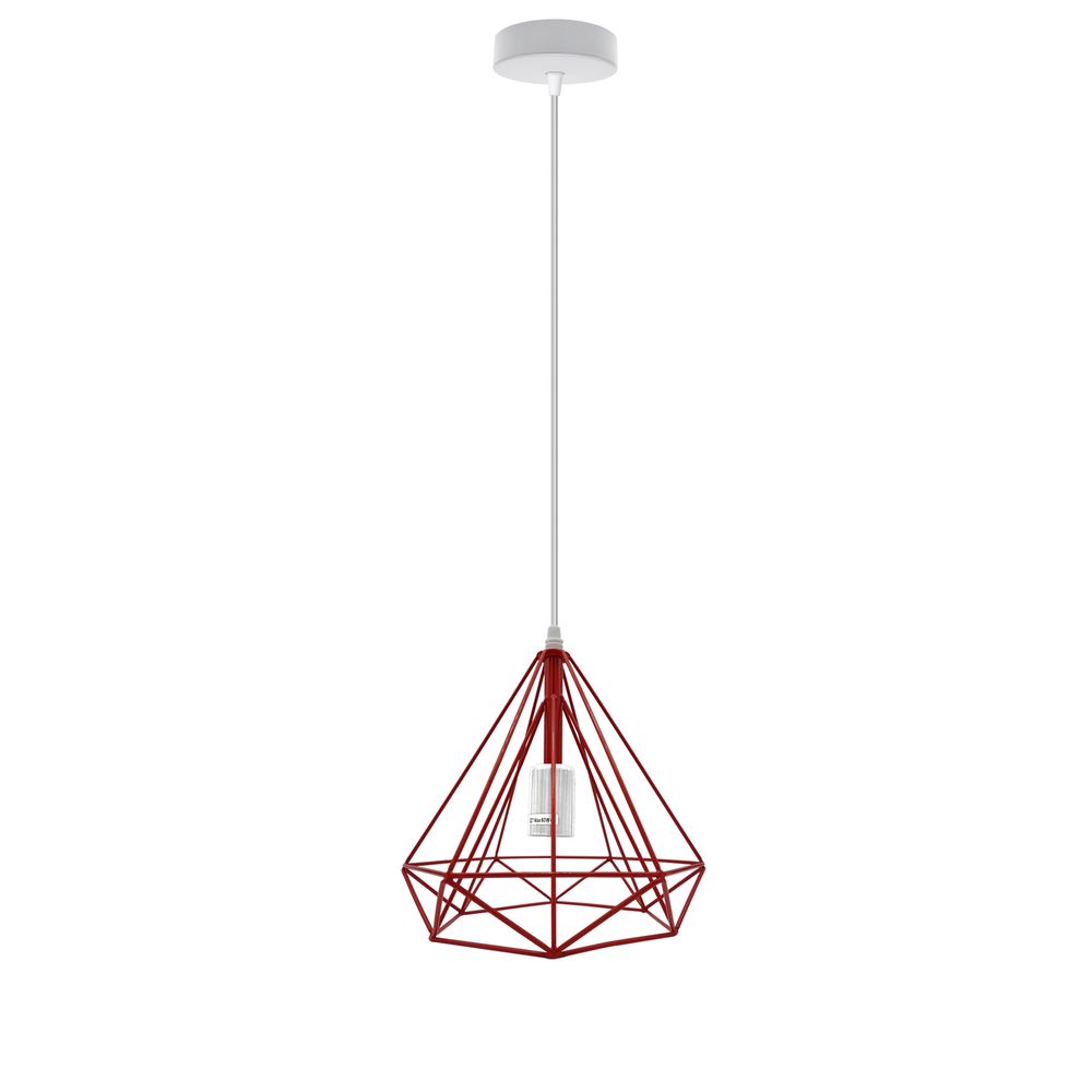 Vintage Industrial Red Cage Pendant Lamp - Vintage/Retro Style, E27 Base, Metal, 60W Max, Indoor Use