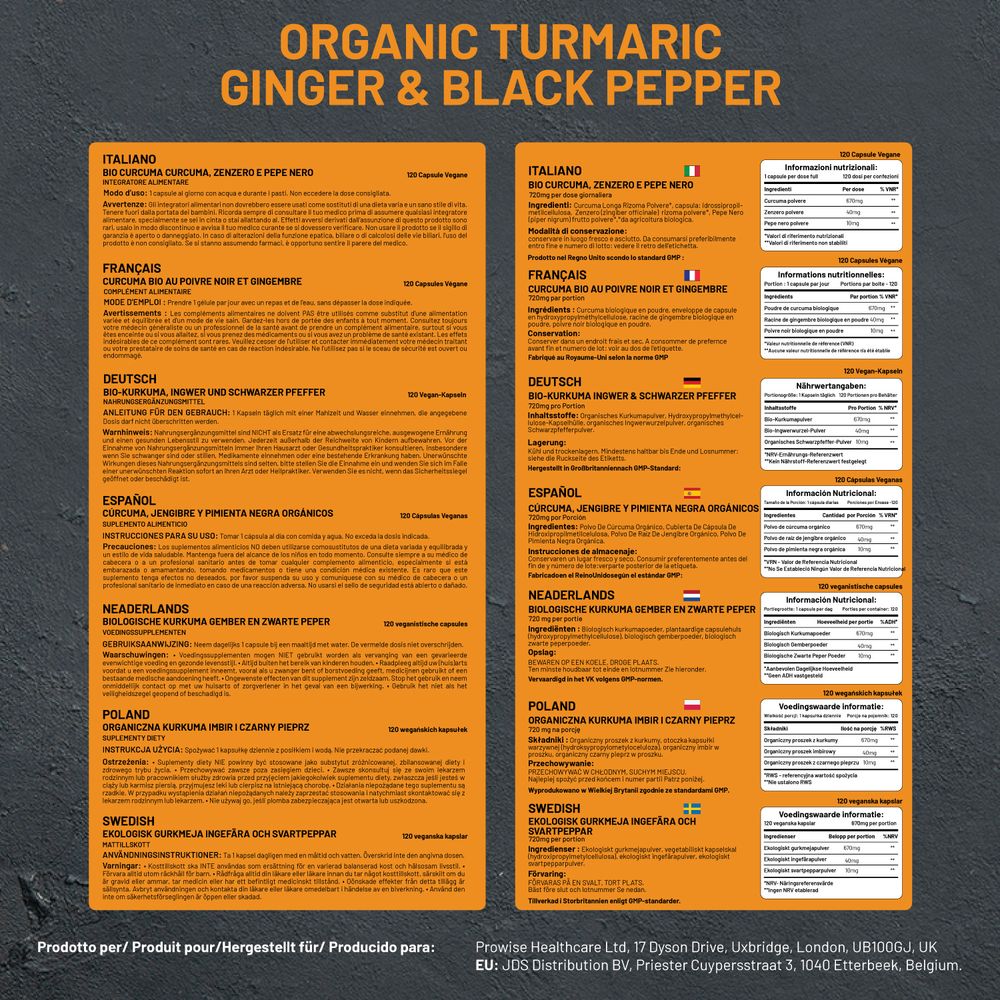 Organic Turmeric Curcumin 720mg - 120 Capsules | High Strength | Vegan & Vegetarian | Certified Organic by Soil Association