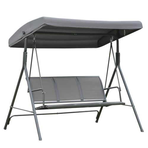 3 Seater Garden Swing Chair Grey Hammock Canopy Patio Outdoor Bench
