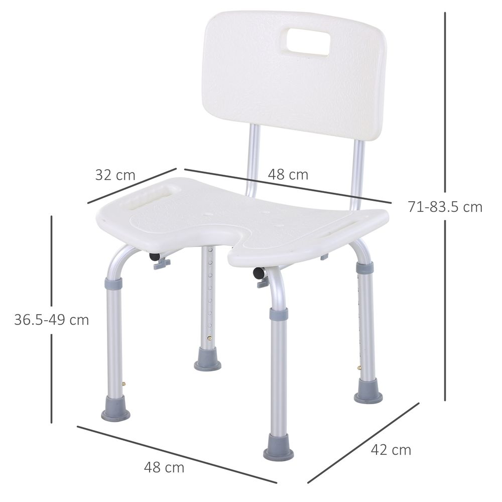 HOMCOM 8-Level Height Adjustable Bath Stool Spa Shower Chair Aluminum w/Non-Slip Feet, Handle for the Pregnant, Old, Injured