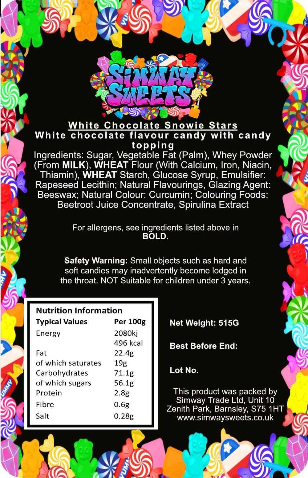 Delicious White Chocolate Stars Gift Jar - Retro Sweets, Jazzies, Snowies, Jazzles - Free Delivery