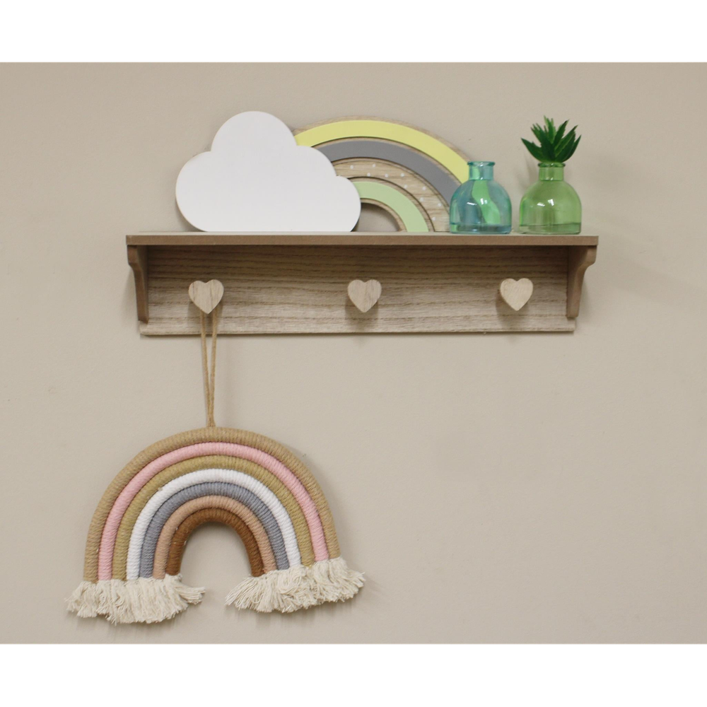 Rainbow and Cloud Shelf with Hooks