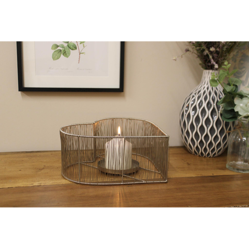 Silver Heart Candle Holder