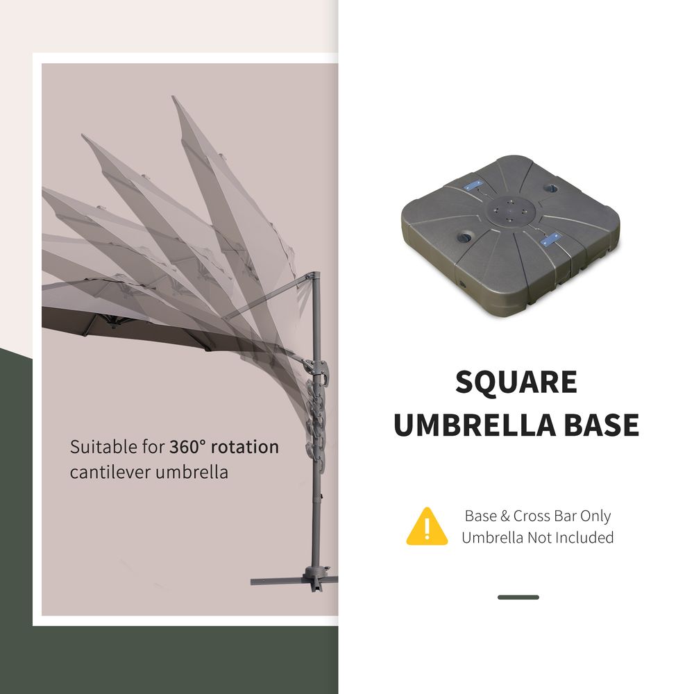 Premium Square Cantilever Umbrella Base | Water/Sand Filled | Wheels & Crossbar - High-Quality & Versatile