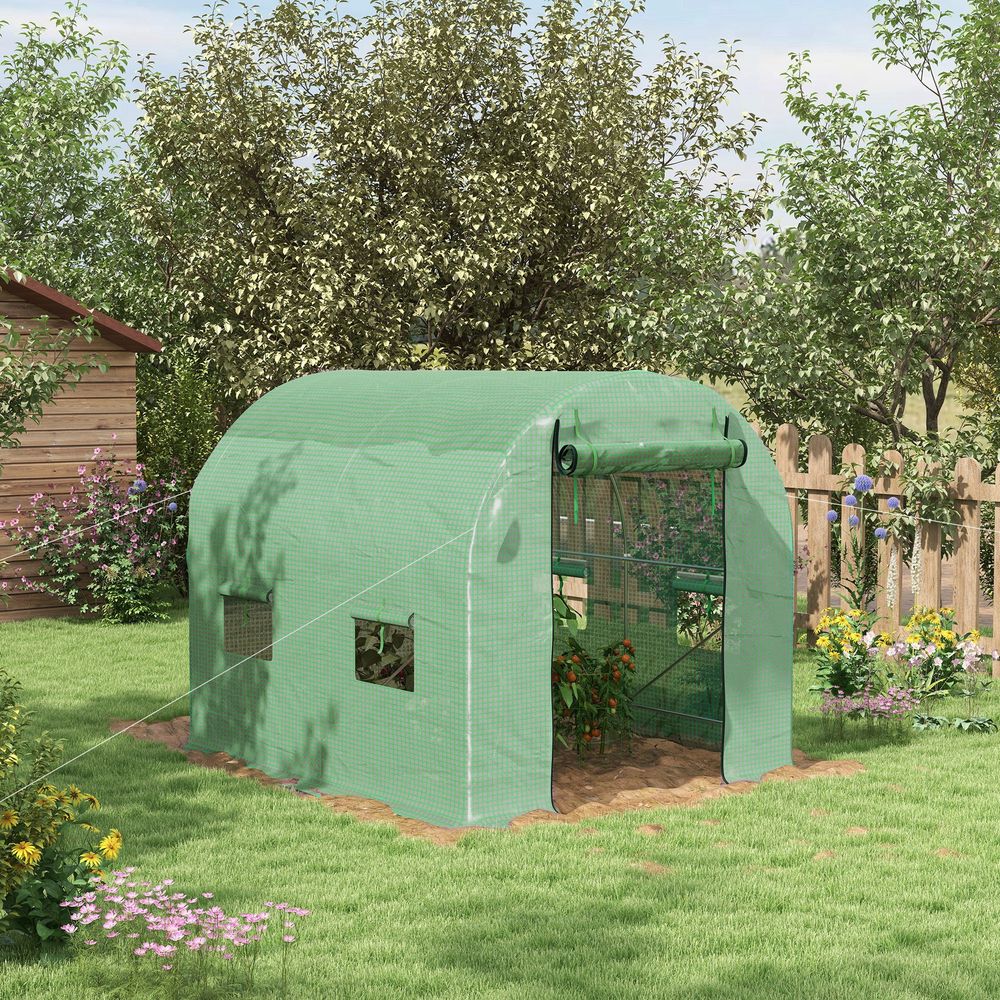 Premium 2.5x2m Polytunnel Greenhouse w/ Steel Frame & Roll-up Door - High-Quality, Durable & Easy Assembly