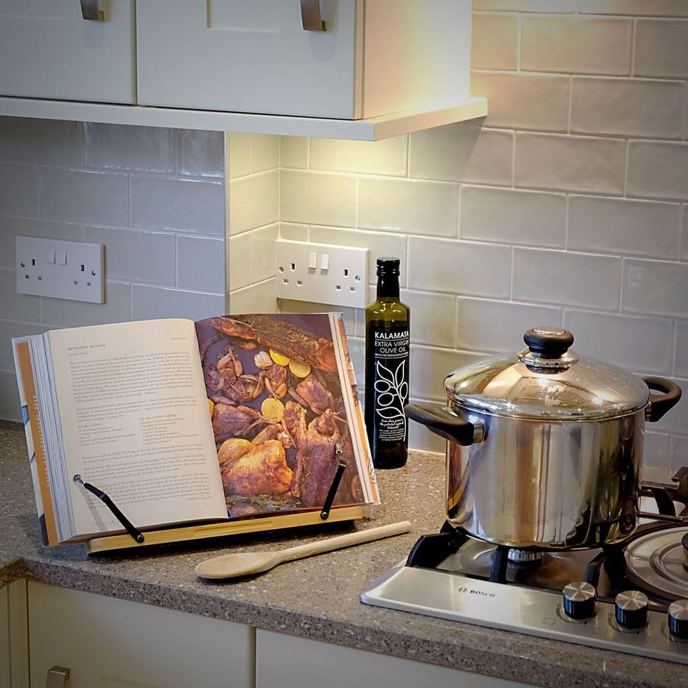 Bamboo Recipe Book Stand | Adjustable & Foldable | Maison & White