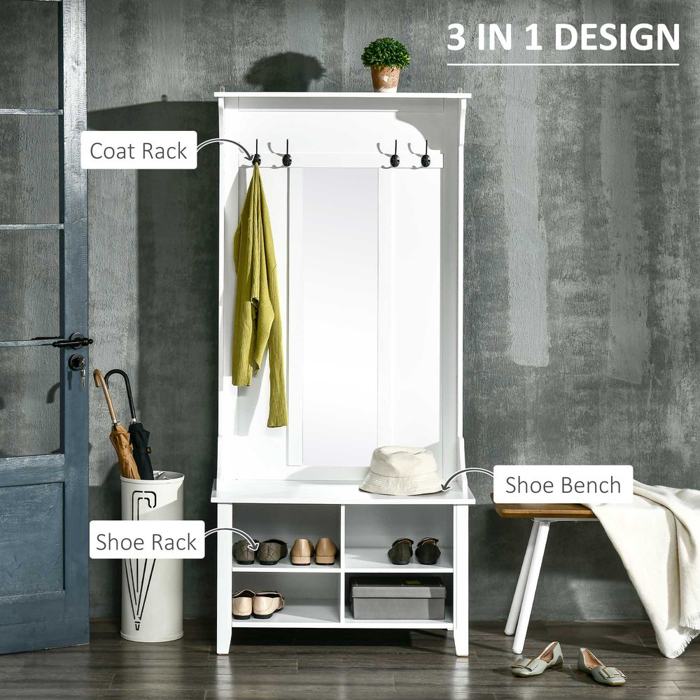 HOMCOM Mirror Cabinet, 80x40x170cm - White