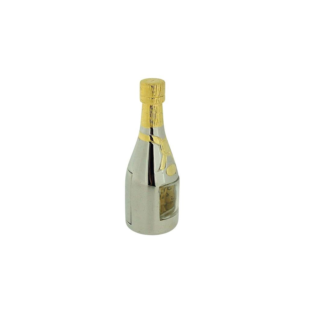 Miniature Clock Two tone Plated Champagne Bottle clock Solid Brass IMP1031- CLEARANCE NEEDS RE-BATTERY