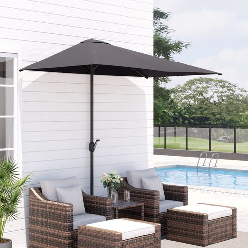 Half Parasol Semi Round UmbrellaCrank 2.3m, Grey NO BASE INCLUDED