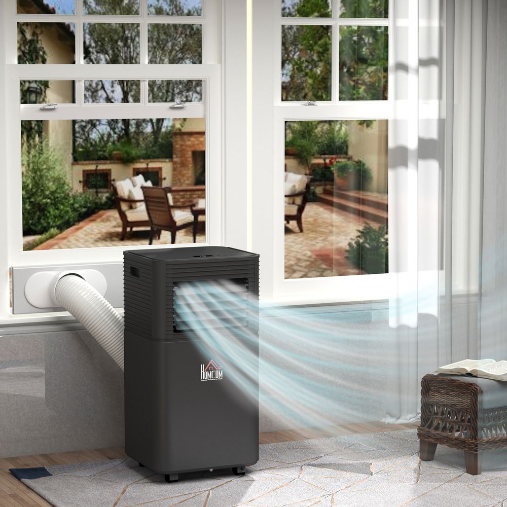 HOMCOM 7000 BTU 4-In-1 Portable Air Conditioner Unit Cooling Dehumidifying Ventilating for Room up to 15m², with Fan, Remote, 24H Timer, Window Mount Kit, R290, A Energy Efficiency