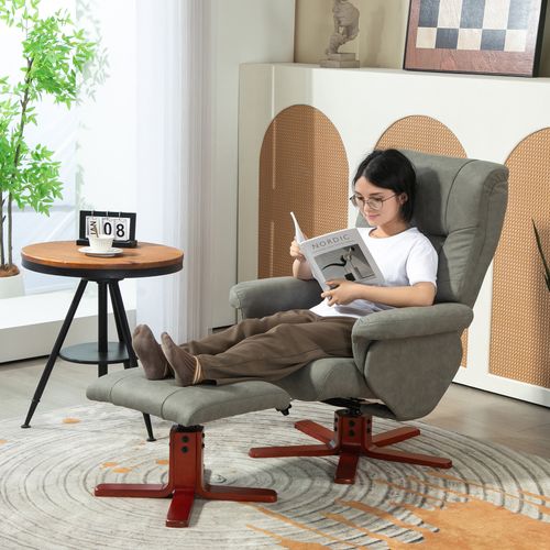 HOMCOM Recliner Chair with Footstool, Backrest Adjustable, Armchair