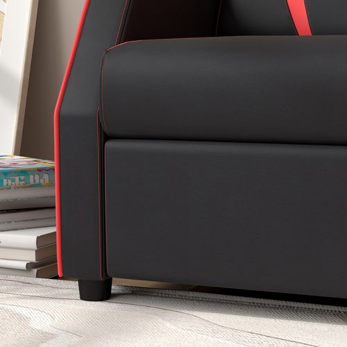 AIYAPLAY 2 in 1 Kids Armchair Recliner, PU Leather, for 3-9 Years Old, Black