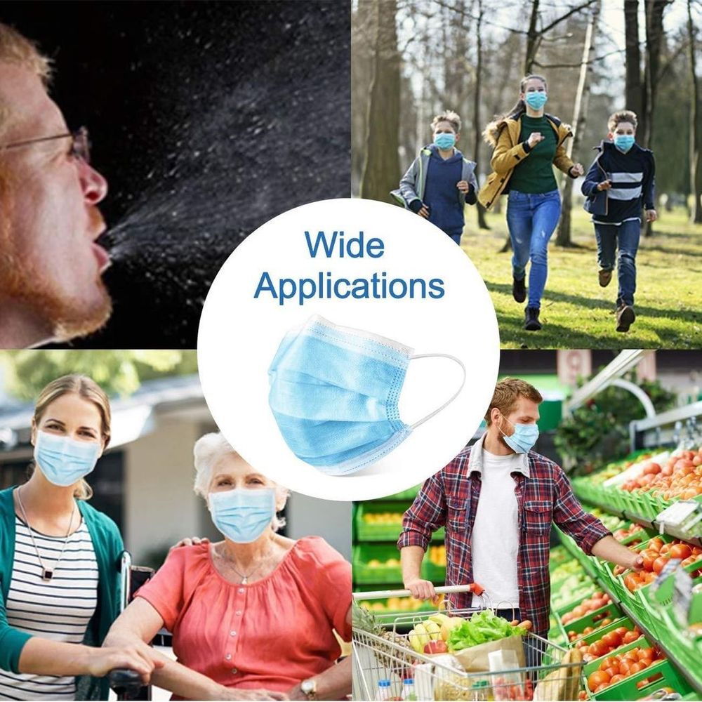 100Pk Aspect Disposable Face Mask | 3 Layer Breathable Filter Safety Mask | Non-Woven Mouth Cover | Home | Office | Outdoor