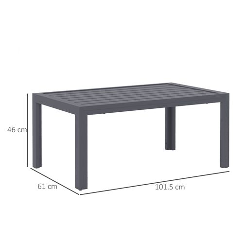 Outsunny Outdoor Side Table Garden Table with Steel Frame and Slat Top Grey