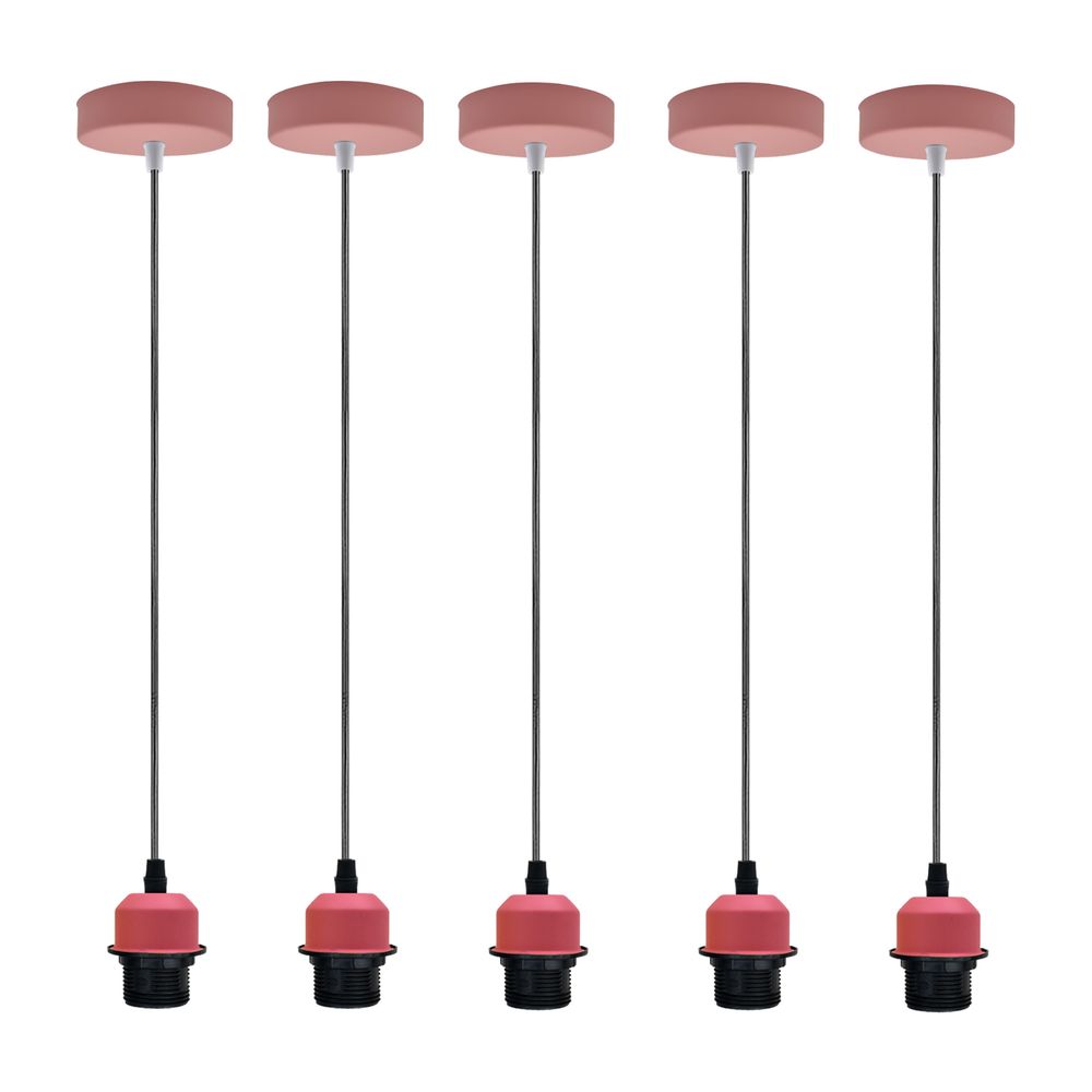 5 Pack Industrial Pendant Light Fitting, Lampshade Addable E27 Lamp Holder Light,