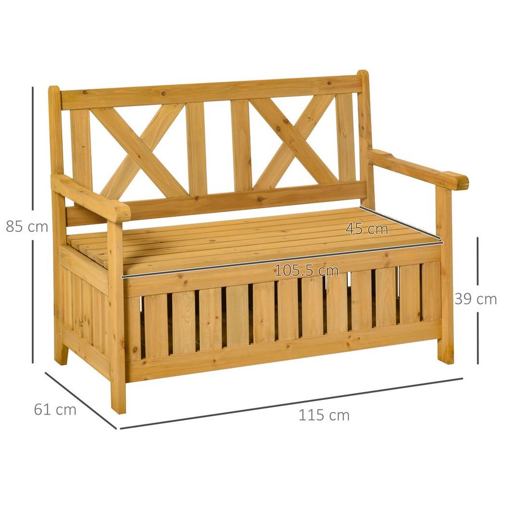 2-Seater Garden Storage Bench - Patio Wood Decor, Outdoor Seating, Weather-Resistant Finish - Professional Seller