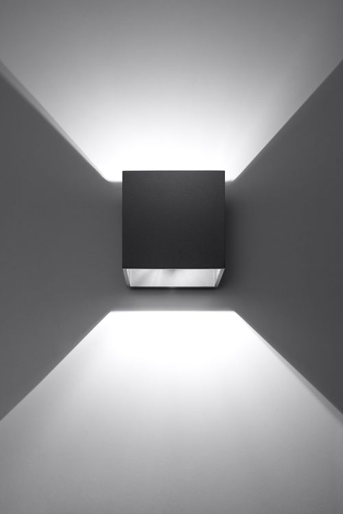 Wall Lamp QUAD 1 Black Up/Down Square Shape Modern Loft Design G9