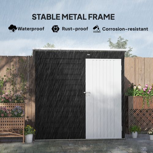 Outsunny 6 x 4ft Metal Garden Shed with Lockable Door and Gloves, Dark Grey