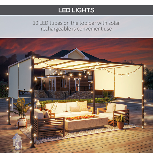 Outsunny 3 x 4m utdoor Garden Pergola with LED Lights