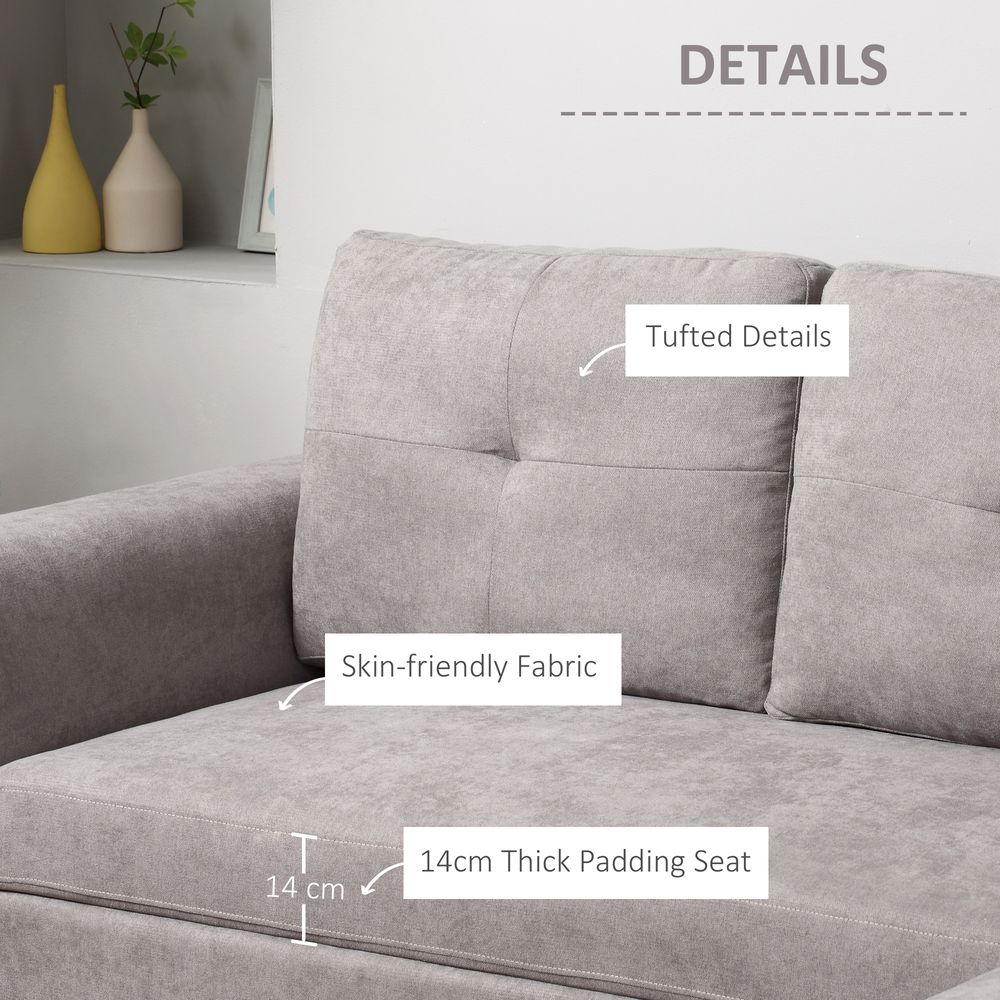 HOMCOM IE Located L-Shaped Sofa Bed Upholstered Reversible Couch with Hidden Storage Sectional Bed Set Sleeper Futon Grey