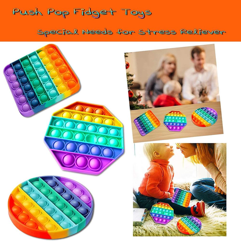 ASPECT Rainbow Push Bubble Pop Sensory Fidget Toy Octagon Rainbow - Stress Relief, Special Needs, Anxiety Relief