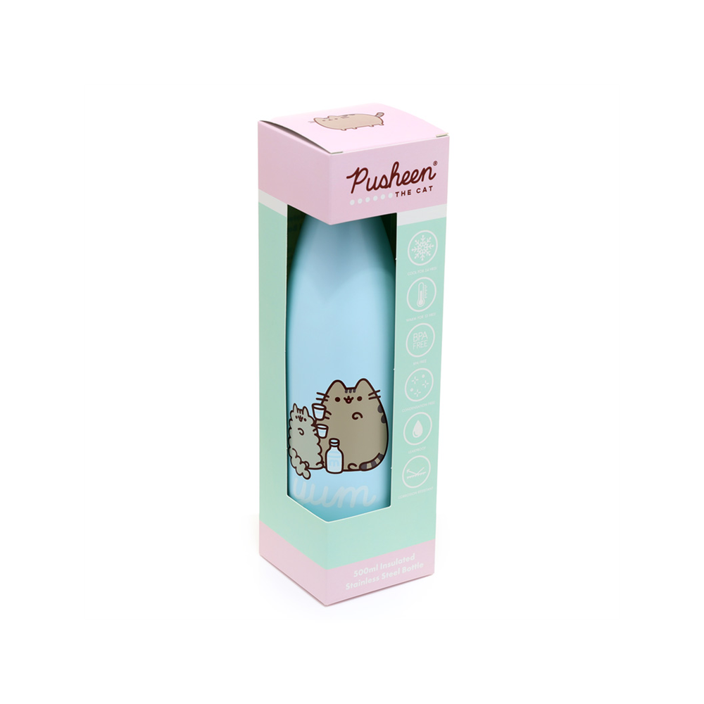 Reusable Stainless Steel Insulated Drinks Bottle 500ml - Pusheen the Cat Foodie