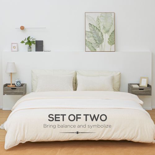 HOMCOM Floating Nightstand Set of 2, Nightstand with Drawer
