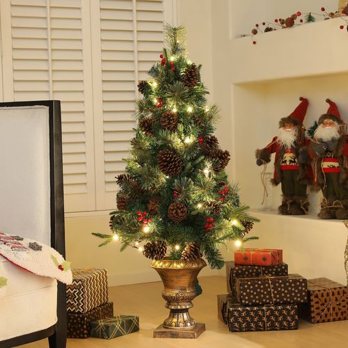 HOMCOM 4ft Artificial Christmas Tree with 60 Warm White LED Lights