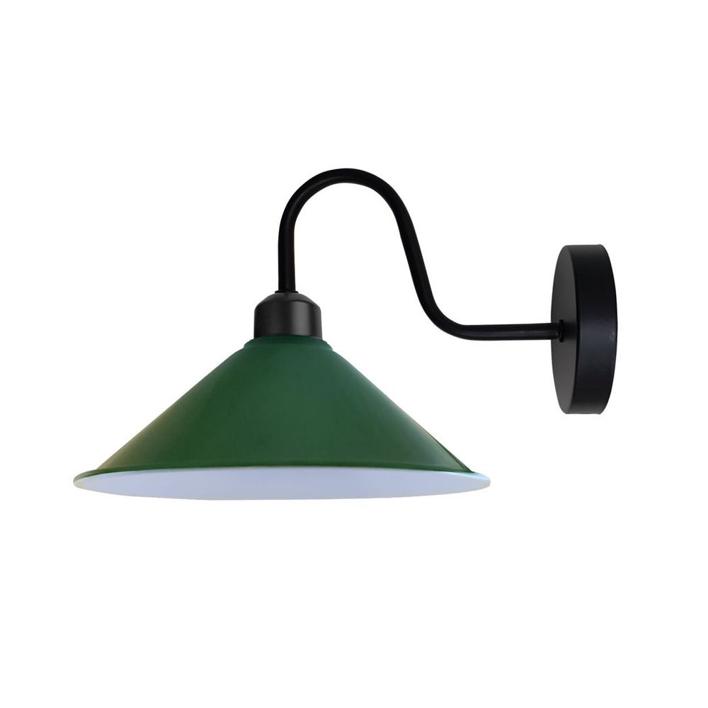 Vintage Green Wall Light Fixture, Cone Shape Shade, E27 Base, Dimmable - Best Quality, 3 Year Warranty