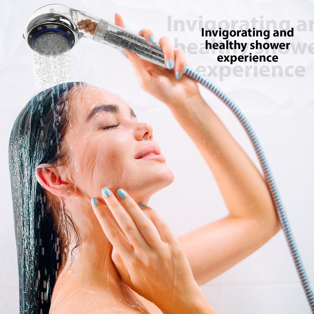 ASAB Ionic Shower Head with Filter Beads - Boost Your Shower Experience, Easy to Install, 3 Spray Patterns, Protects Skin, Helps the Planet