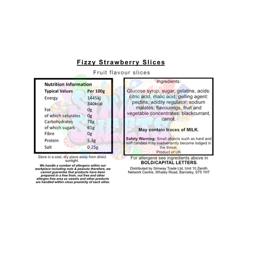 Fizzy Strawberry Slices Simway Sweets