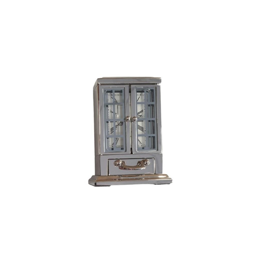 Miniature Clock Rectangle Silver Plated Solid Brass IMP40S - CLEARANCE NEEDS RE-BATTERY