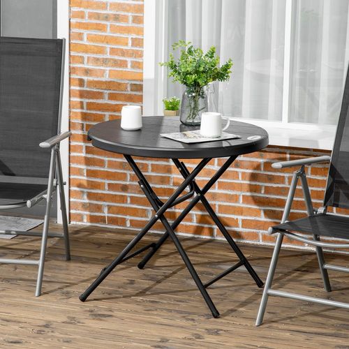 Foldable Garden Table - Round, Seats 4, Steel Frame - Outdoor Dining