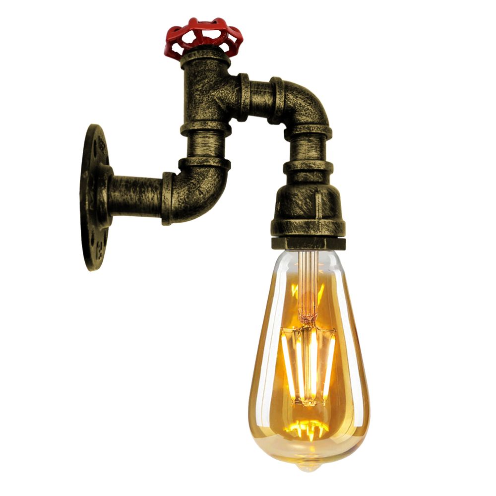Industrial E27 Rustic Water Pipe Wall Light Fitting Industrial Sconce~2886