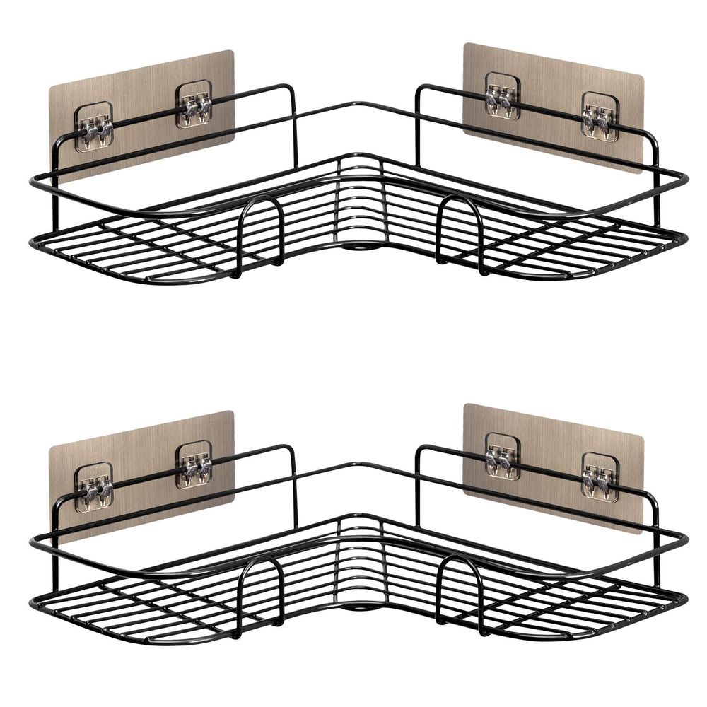 Set of 2 Corner Shower Caddy in Black Nano Coating
