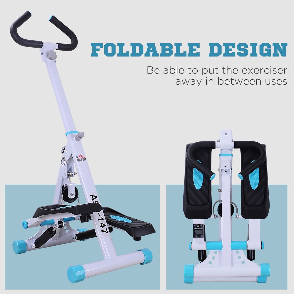 HOMCOM Stepper w/Handle Hand Grip Workout Fitness Machine For Fitness Aerobic Exercise Home Gym White