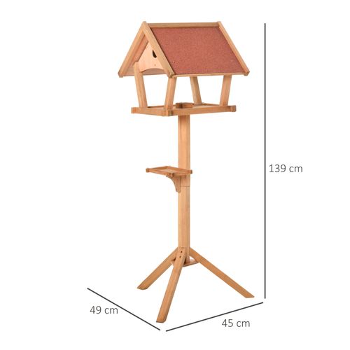 PawHut Wooden Bird Table Freestanding Feeding Station for Garden Outside 139H cm Natural