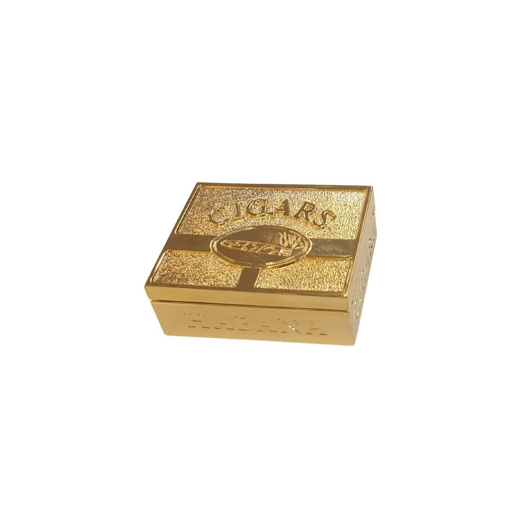 Miniature Clock Gold Plated Habana Cigar Solid Brass IMP72 - CLEARANCE NEEDS RE-BATTERY