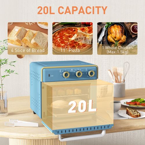 HOMCOM 20L Mini Oven with Adjustable Temperature, 60 Min Time 1400W