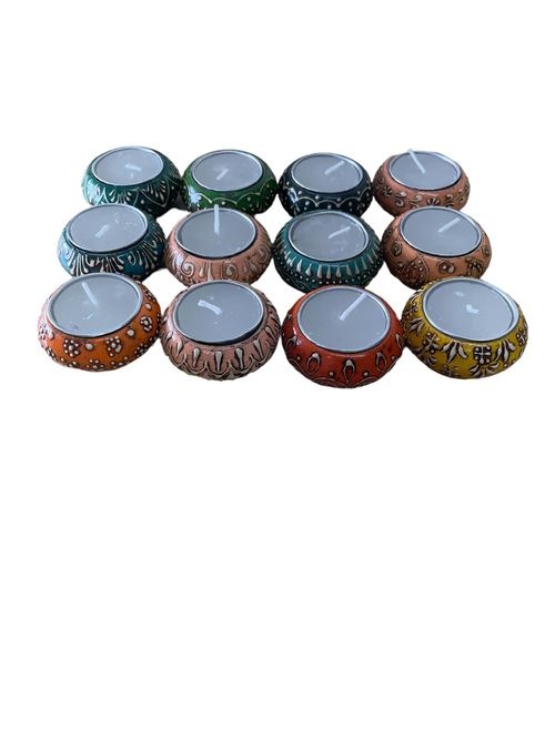 Multi Coloured Scented Tea Light Candles, Pack of 4