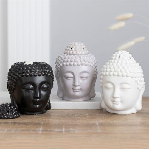 مبخرة زيت على شكل رأس بوذا باللون الأسود