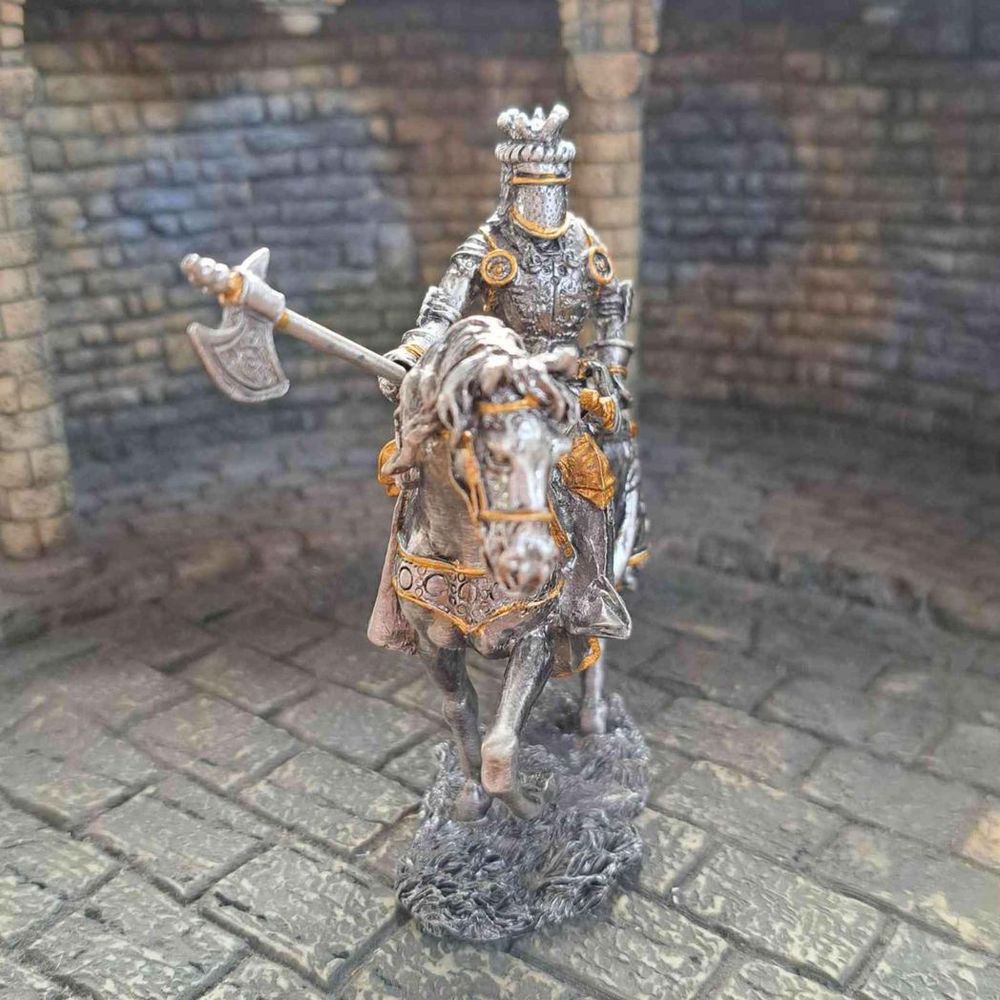 Mounted Knight with Axe (hand-cast statue sculpture) 10cm Height