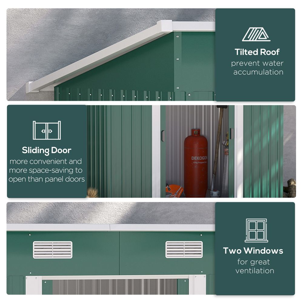 Premium 7x4ft Green Metal Storage Shed | Durable & Spacious | Perfect for Tools & Bikes